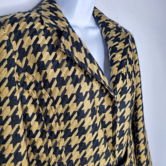 Scott Taylor Womens Vintage Camel Houndstooth Wide Belted Blazer Size S 80's - Picture 3 of 9